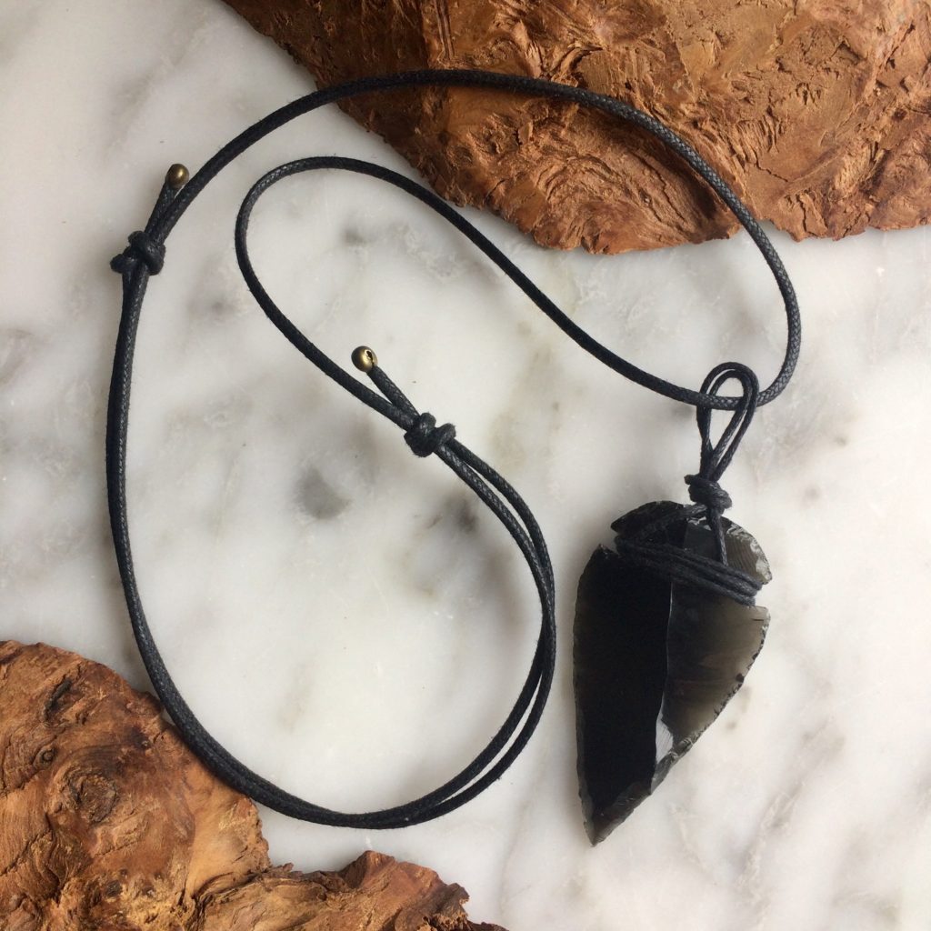 Black Obsidian Arrowhead Necklace Black Cord Minera Emporium