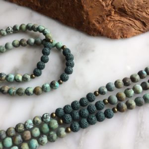 matte african turquoise lava bead bracelet