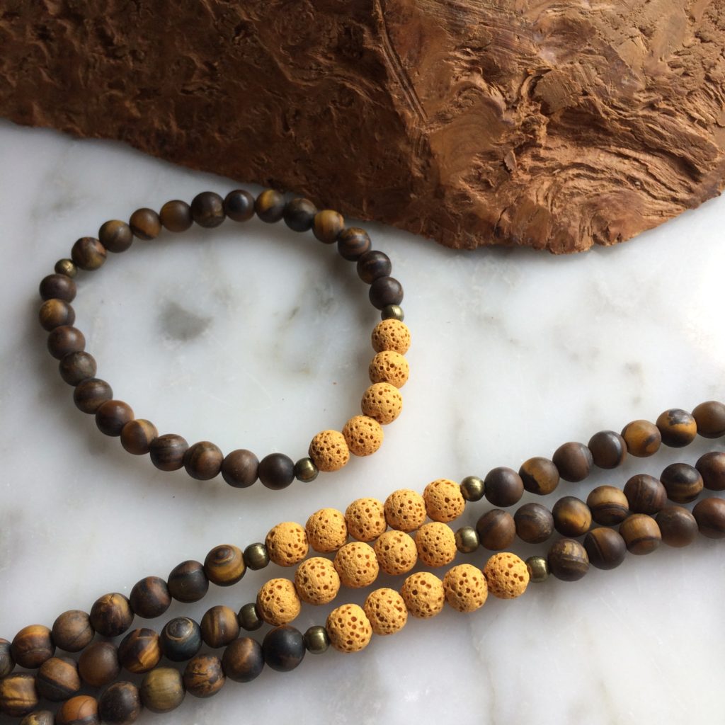 matte tiger eye lava bead bracelet