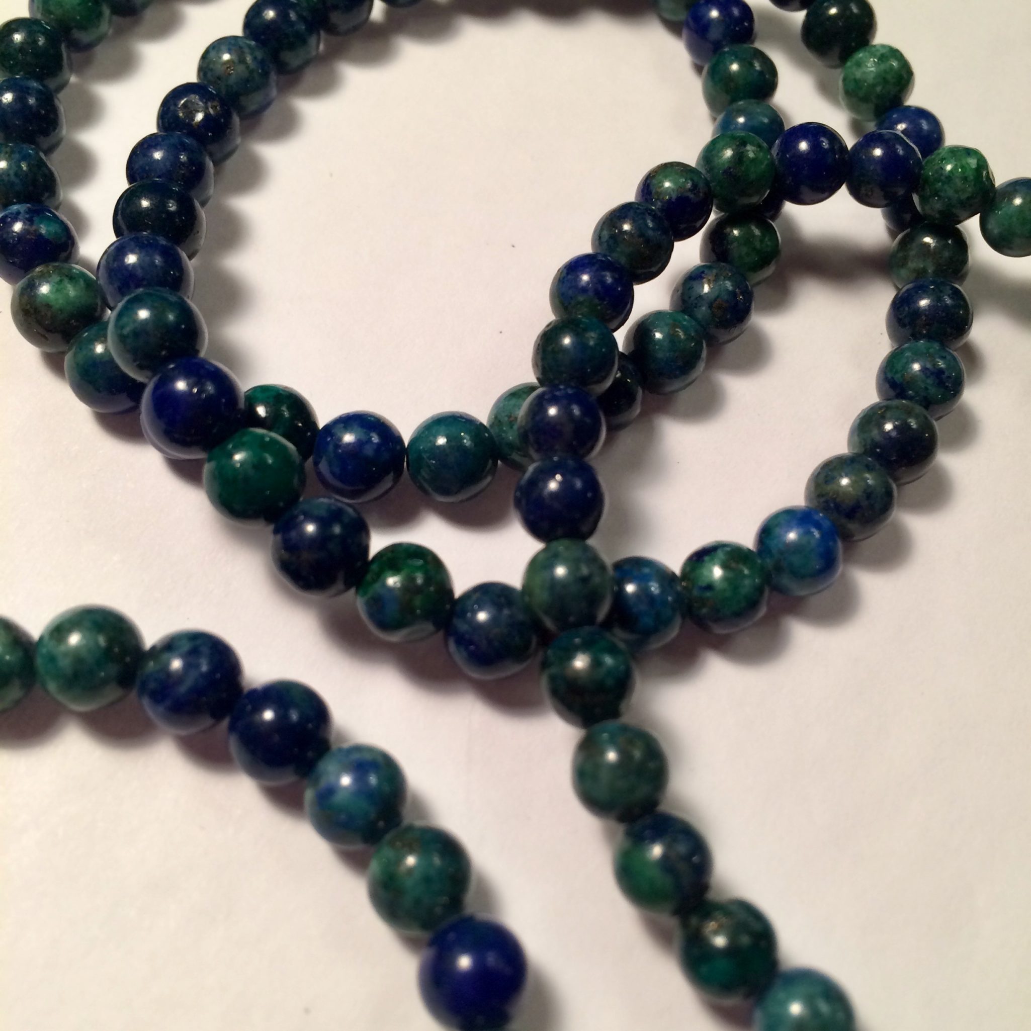 Esquire Men's Jewelry Reconstituted Azurite Malachite (8mm) Beaded Bracelet  in Sterling Silver, Created for Macy's - Macy's