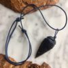 obsidian arrowhead necklace blue cotton cord