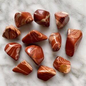 flower jasper tumbled pocket stone - jaspe fleur roulé pierre de poche