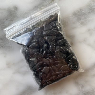 mini black obsidian tumbled chips