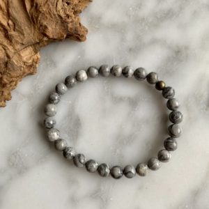 grey zebra jasper bracelet - bracelet jaspe zébré gris