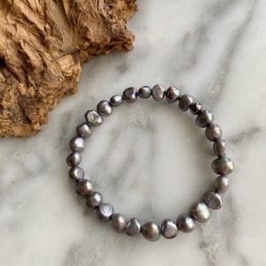 dark grey pearl bracelet - bracelet perles gris foncé