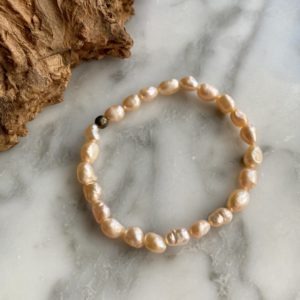 peach pearl bracelet - bracelet perles pêches