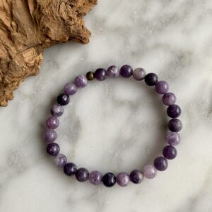 purple lepidolite bracelet - bracelet lépidolite mauve