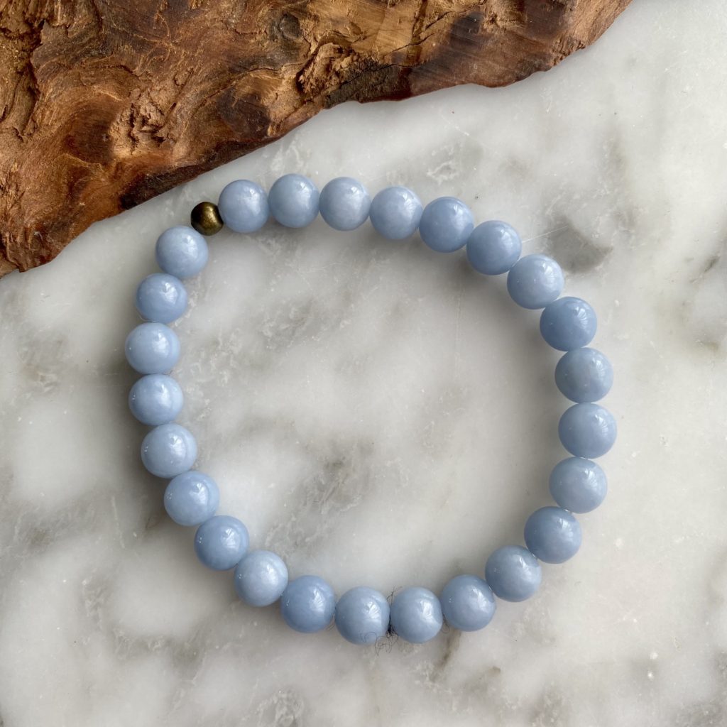 Large angelite bracelet - bracelet grandes perles angélite