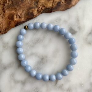 Large angelite bracelet - bracelet grandes perles angélite