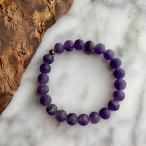 Large Bead Matte Amethyst Bracelet - bracelet grandes perles améthyste mat