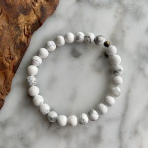Large Matte Howlite Bracelet - bracelet grandes perles howlite mat