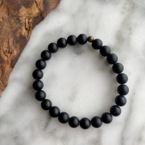 Large Matte Black Onyx Bracelet - bracelet grandes perles onyx mat