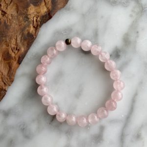 Large bead rose quartz bracelet - bracelet grandes perles quartz rose