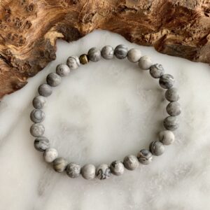 Matte Zebra Jasper Bracelet - Bracelet Jaspe Zébré Gris Mat