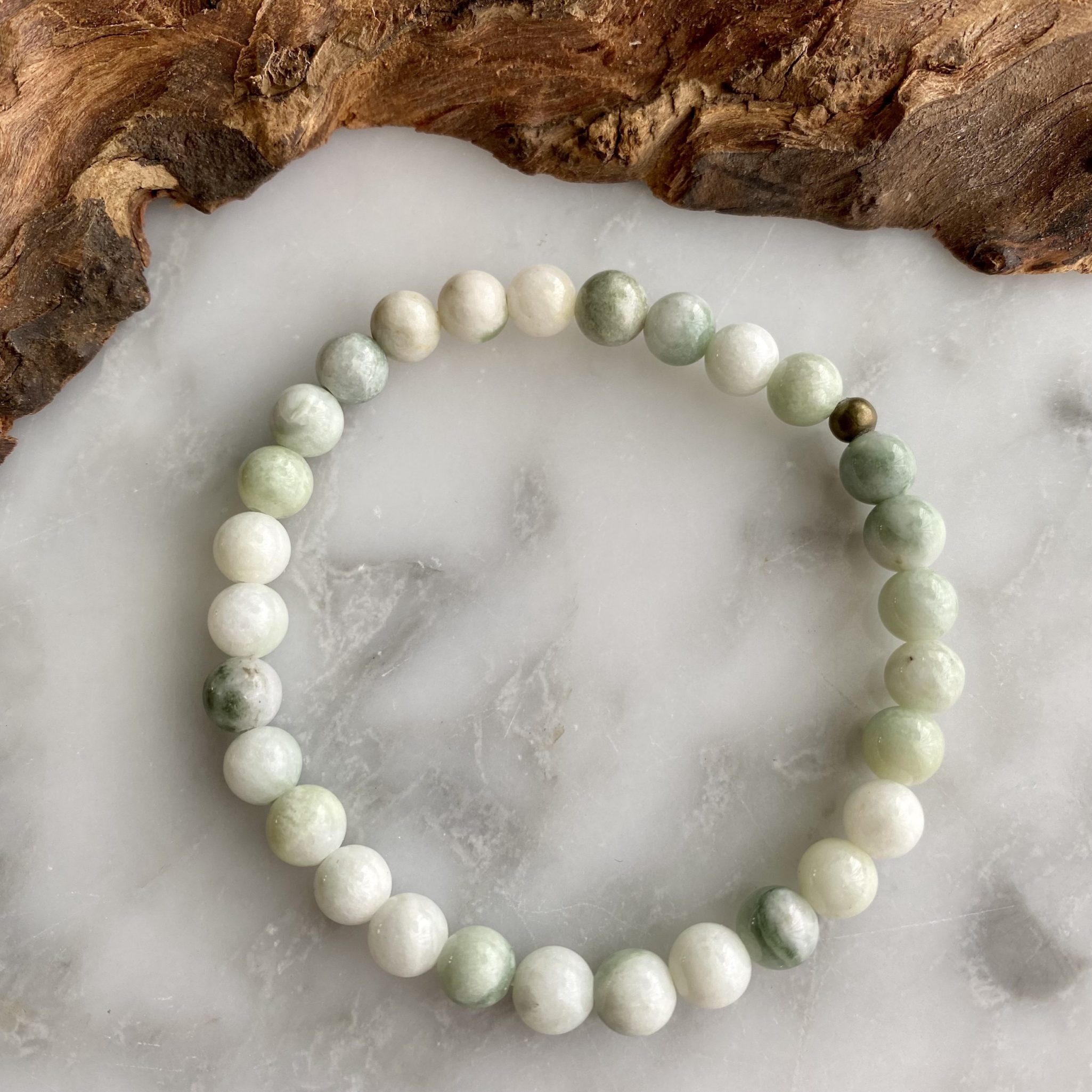 White and Green Jade Bracelet - bracelet jade blanc et vert