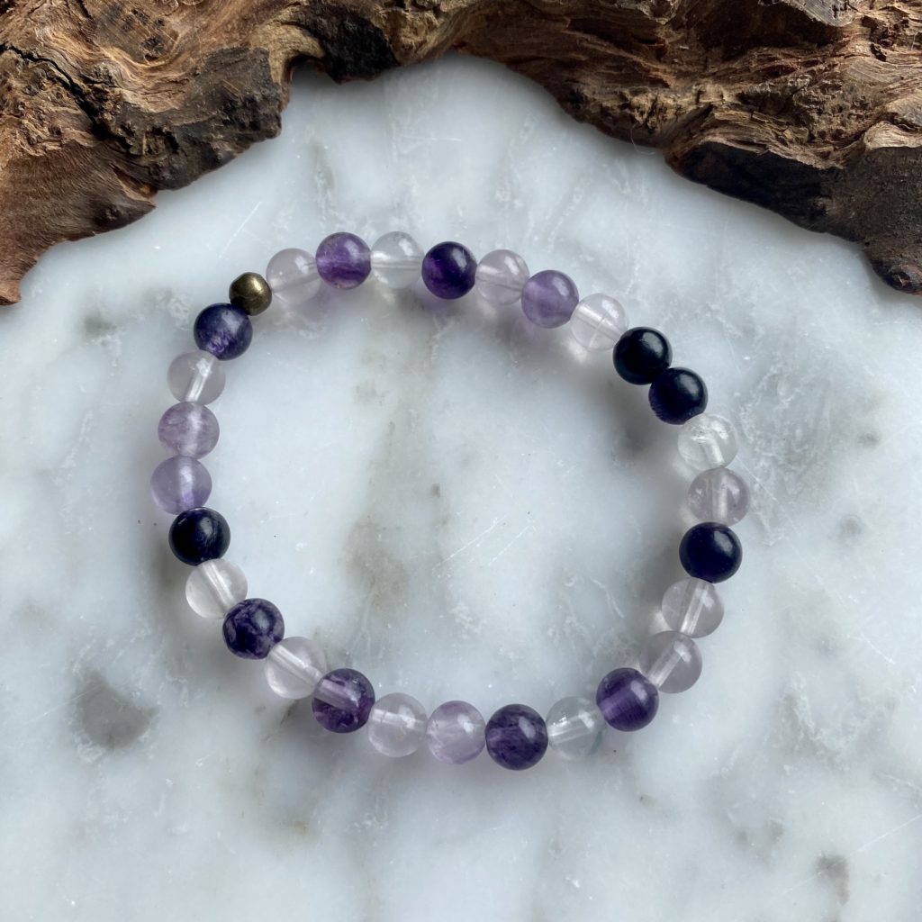 Purple Magenta Fluorite Bead Bracelet – Glace Crystals