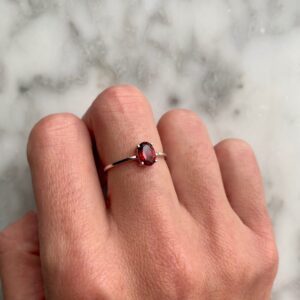 garnet sterling silver ring - bague grenat argent sterling