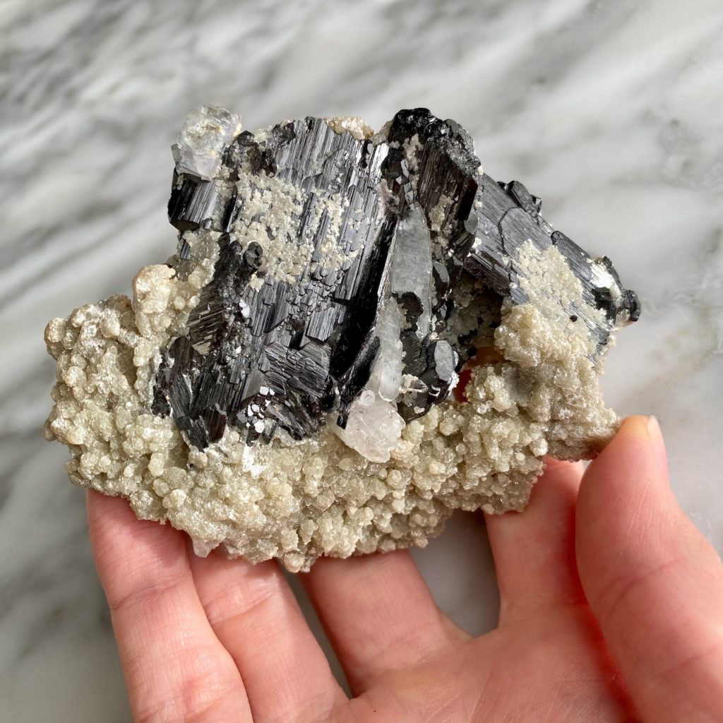 fine mineral wolframite quartz fluorite specimen from china - spécimen de wolframite quartz fluorite de chine