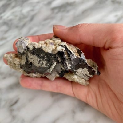 fine mineral wolframite quartz fluorite specimen from china - spécimen de wolframite quartz fluorite de chine
