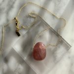 pink aventurine drop pendant - pendentif goutte aventurine rose