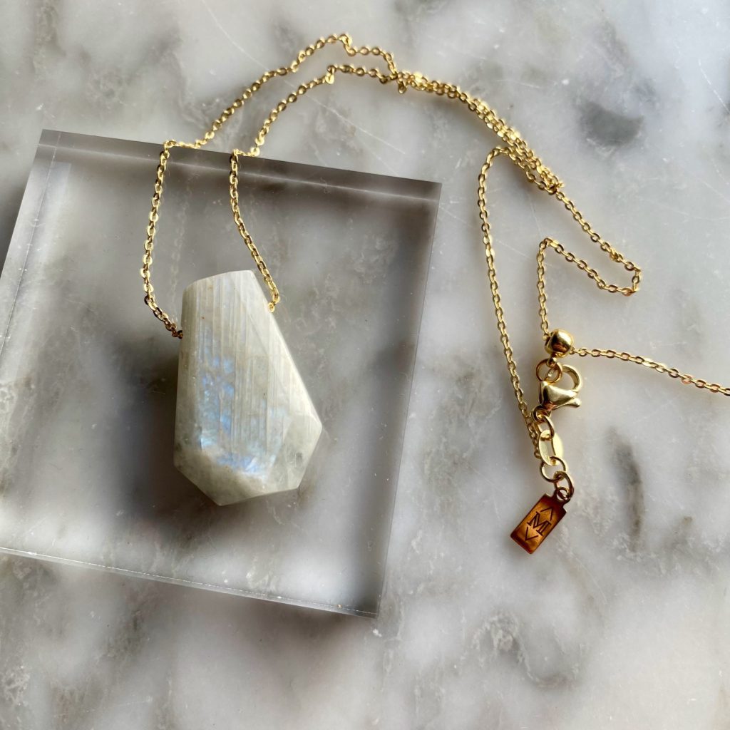 Moonstone Geometric Pendant - pendentif géométrique pierre de lune