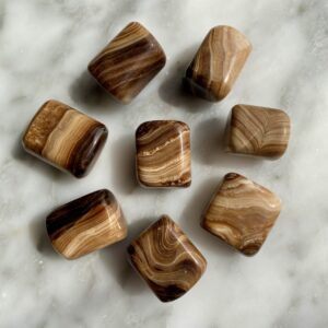 chocolate calcite tumbled pocket stone - calcite chocolat roulée pierre de poche