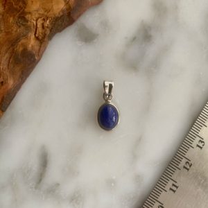 Dainty Mini Lapis Lazuli Sterling Silver Pendant - Délicat Mini Pendentif de Lapis Lazuli en Argent Sterling
