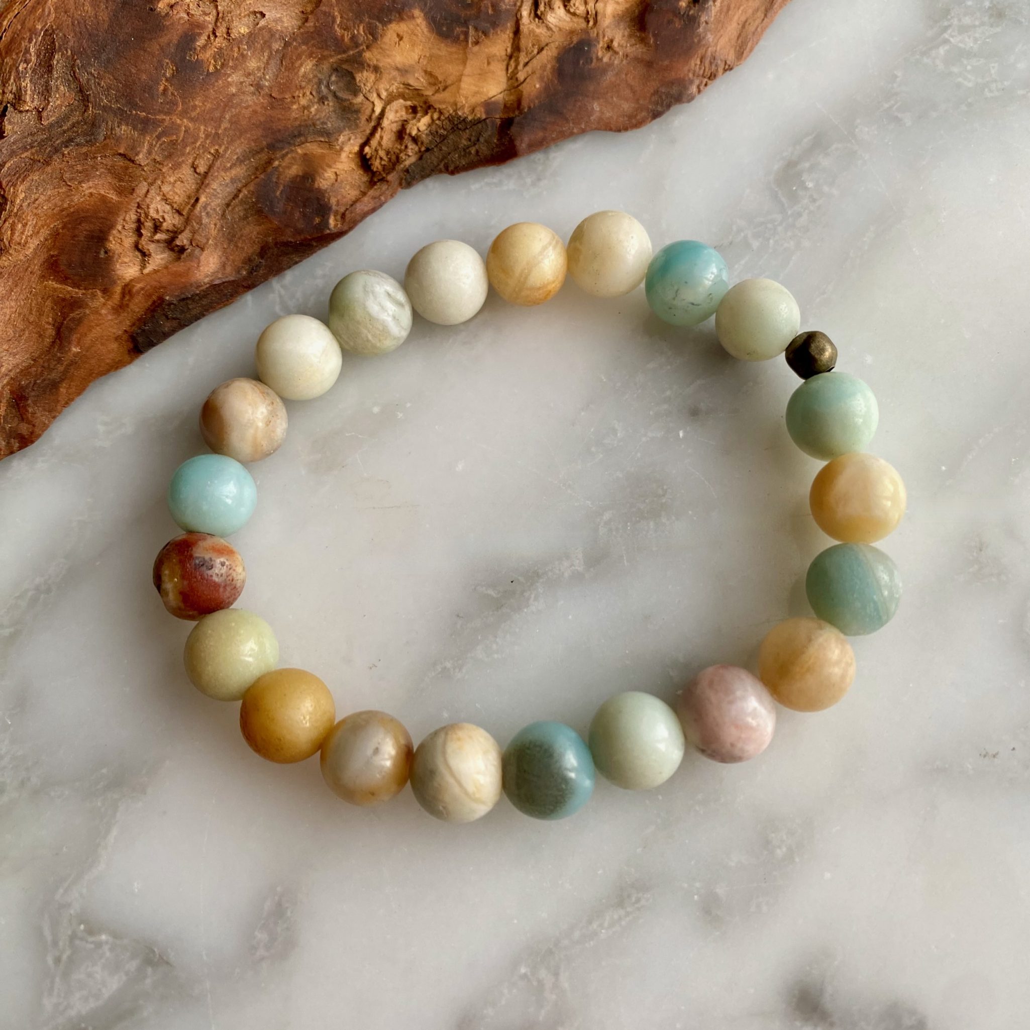 large bead amazonite bracelet - bracelet grandes perles amazonite mélange