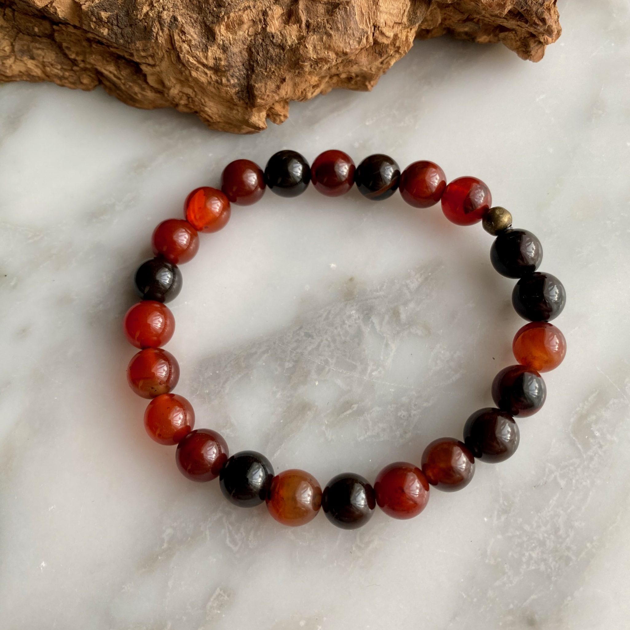 Confidence Building Fiery Red Agate Leather Beaded Bracelet - Anxiety Gone