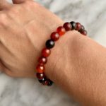 large bead fire agate bracelet - bracelet grandes perles agate rouge