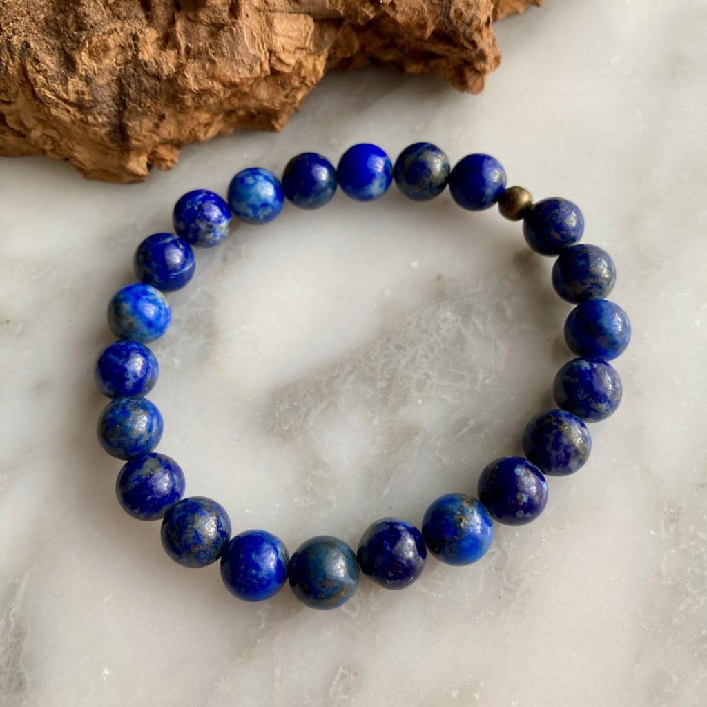 Large bead lapis lazuli bracelet - bracelet grandes perles lapis lazuli