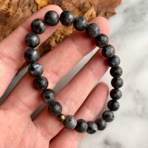 large bead larvikite bracelet - bracelet grandes perles larvikite