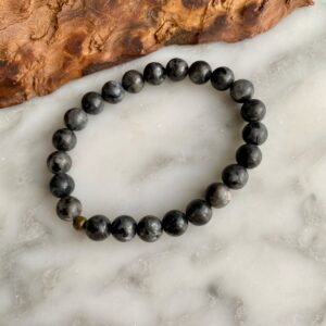 large bead larvikite bracelet - bracelet grandes perles larvikite