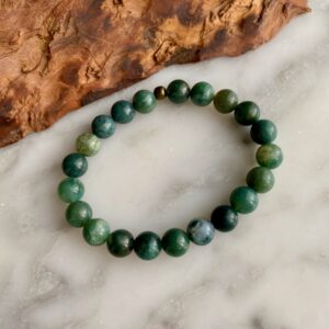 large bead moss agate bracelet - bracelet grandes perles agate mousse