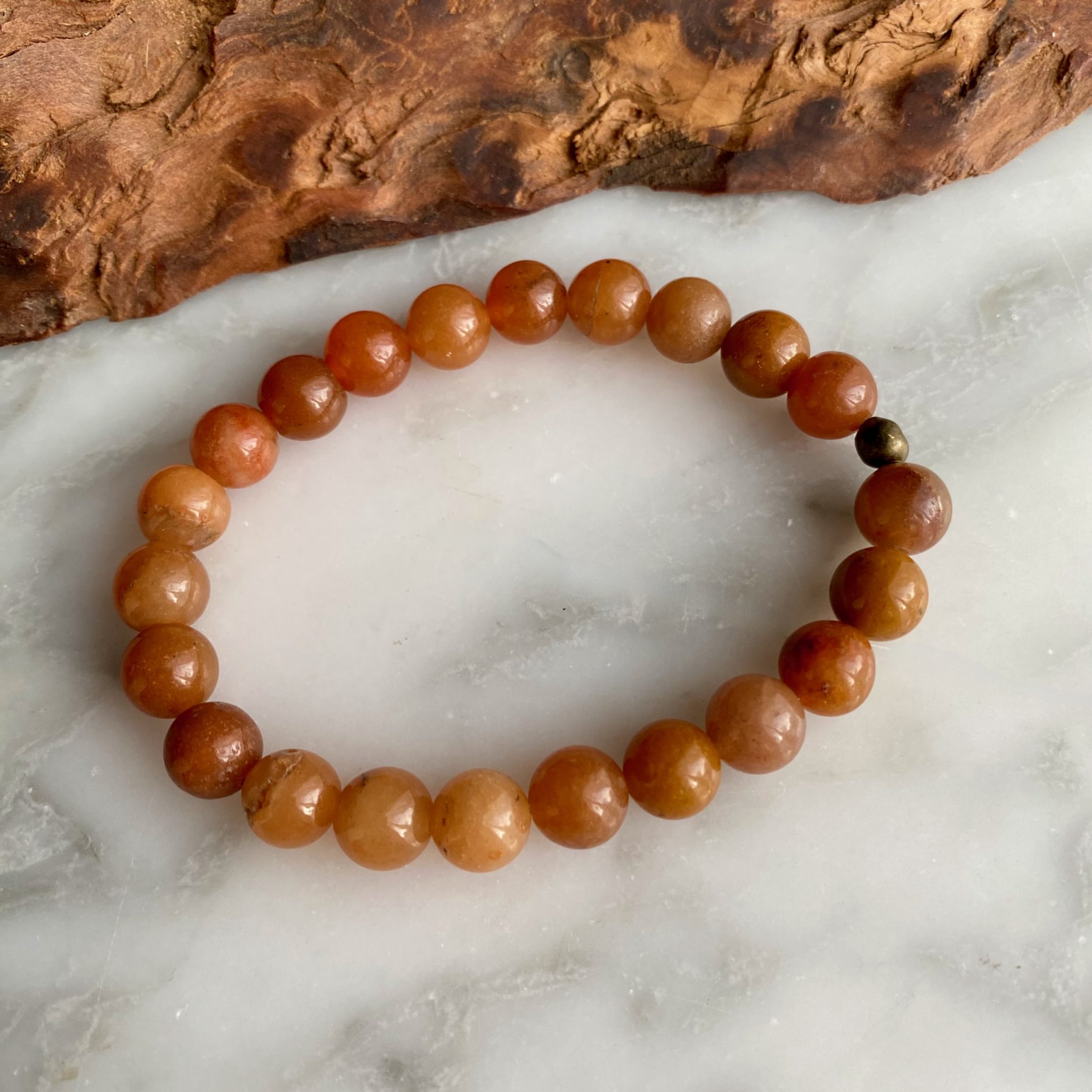 Large bead orange aventurine bracelet - bracelet grandes perles aventurine orange