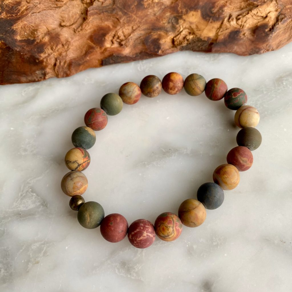 Large bead matte picasso Jasper bracelet - bracelet grandes perles jaspe picasso mat