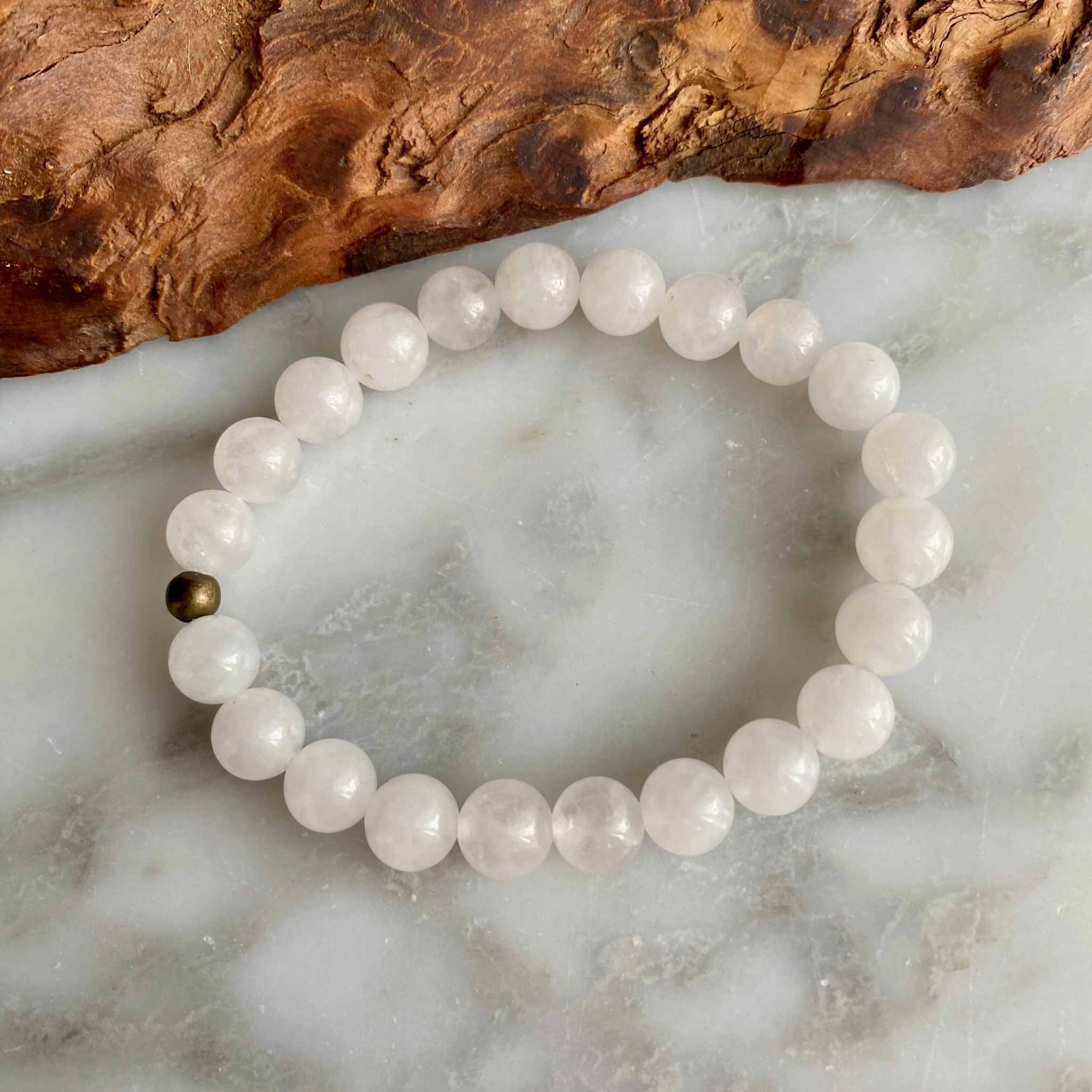 large bead milky quartz bracelet - bracelet grandes perles quartz blanc
