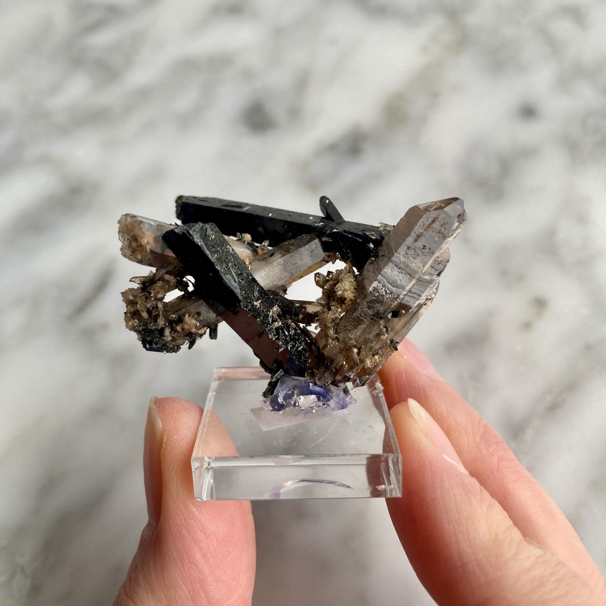 aegirine and smoky quartz from Mount Malosa - aegirine et quartz fumé du mont malosa