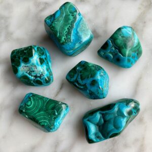 Malachite-Chrysocolla Malacolla Tumbled Pocket Stone - Malacolle Roulée Pierre de Poche