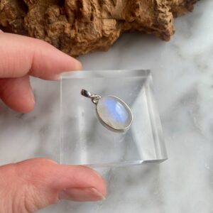 Blue Flash Moonstone Sterling Silver Pendant