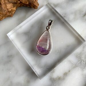 Lepidocrocite Quartz and Amethyst Sterling Silver Pendant - Pendentif de Quartz et Améthyste Lepidocrocite en Argent Sterling