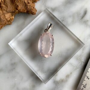 Facetted Natural Rose Quartz Sterling Silver Pendant