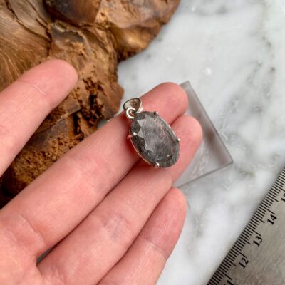Facetted Tourmalinated Quartz Sterling Silver Pendant