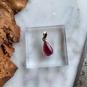 Drop Shape Garnet Sterling Silver Pendant