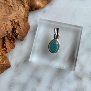 mini Aquamarine Sterling Silver Pendant - Délicat Mini Pendentif d'Aigue-Marine en Argent Sterling
