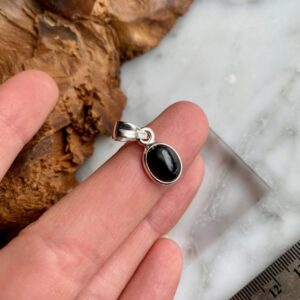 Dainty Mini Black Star Diopside Sterling Silver Pendant