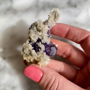 Purple Fluorite and Druzy Quartz from Fujian