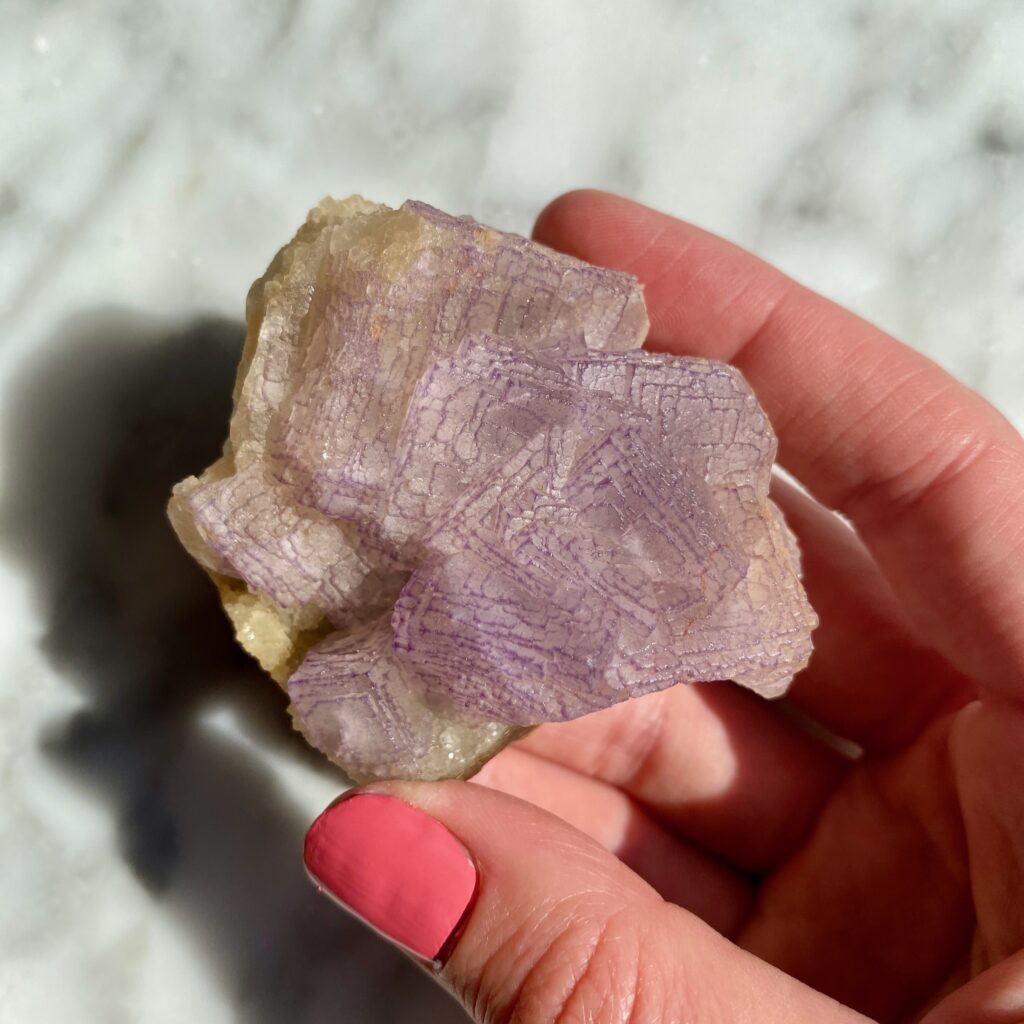 QR Code Fluorite from Quinglong Mine - Fluorite Code QR de la Mine Quinglong, Qianxinan, Guizhou, Chine