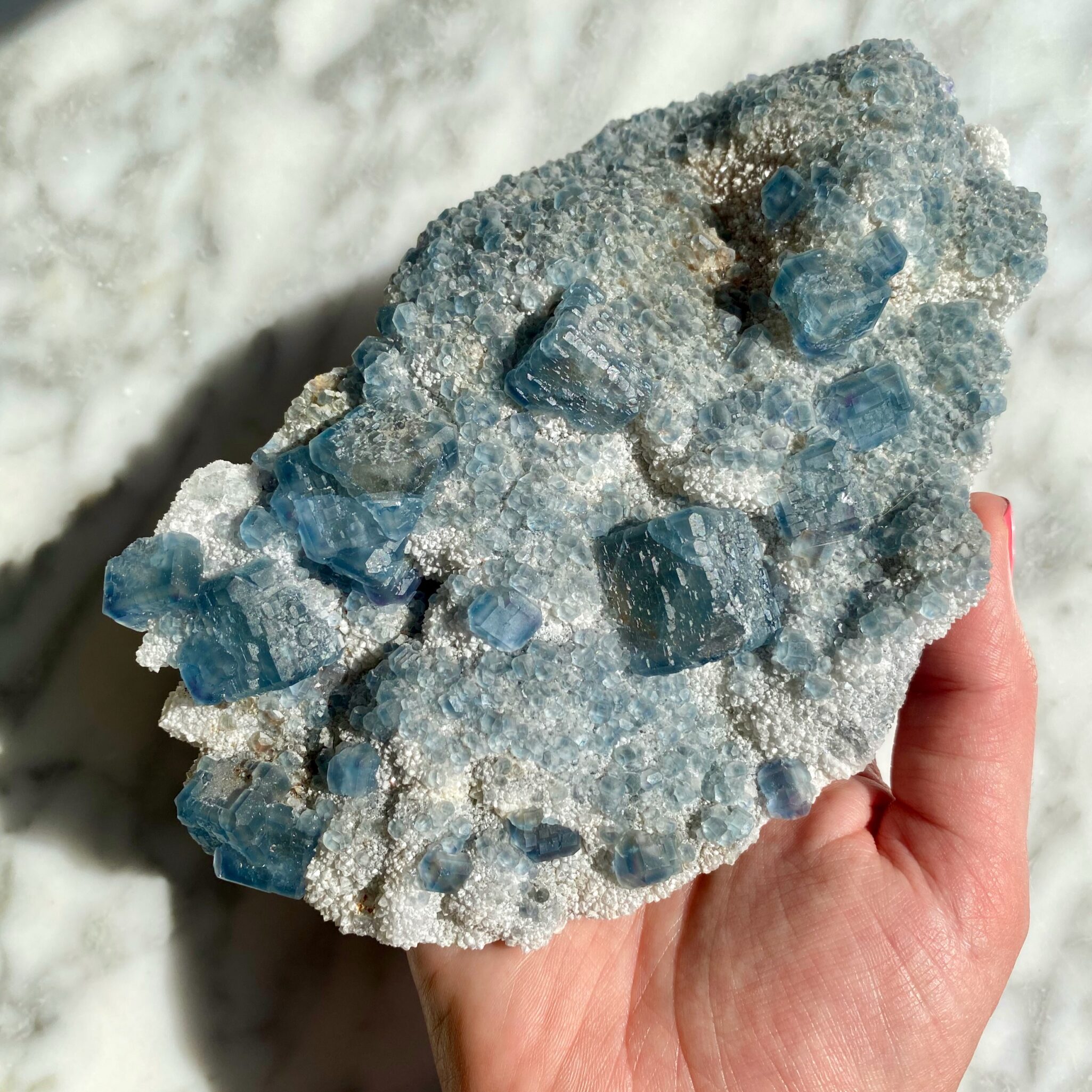 blue fluorite plate from xia yang mine - Plaque de Fluorite Bleue de la Mine Xia Yang