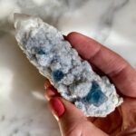 White Quartz Point with Blue Fluorites from Huanggang Mine